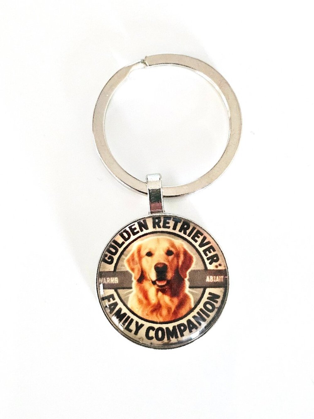 Golden Retriever Keychain Family Companion, Unisex, Glass Cabochon, Dog Lover